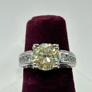 Designer ROSS SIMONS Sterling Silver Canary Yellow Cubic Zirconia Ring Size 6